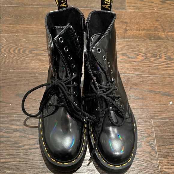 Dr.Martens Black Holographic Women's Boots - Picture 2 of 3